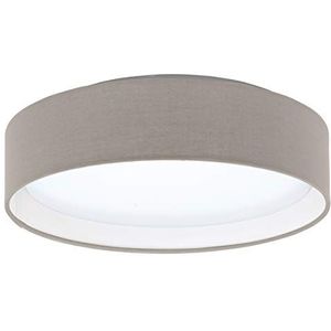 EGLO 31589 LED plafondlamp Pasteri, 1 vlam textiel plafondlamp, materiaal: staal, stof, kunststof, kleur: taupe, wit, Ø: ,32 x 32 x 9 cm