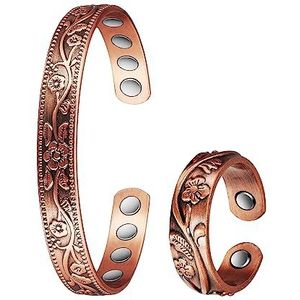 Zuiver koper magnetische artritis sieraden set voor mannen vrouwen lymfedrainage massage 3500 gauss effectief verlicht artritis en carpale tunnel pijn, Koper