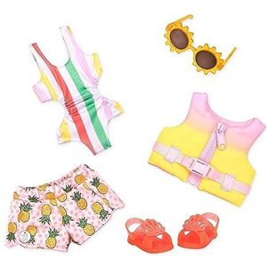 Glitter Girls Deluxe poppenkleding 36 cm strand- en zwembadkleding badpak, zonnebril, zwemvest, accessoires voor poppen, speelgoed vanaf 3 jaar