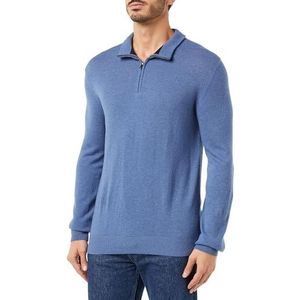 Hackett London Merino Cash Mix Hzip Cardigan Sweatshirt voor heren, Blauw (staalblauw)