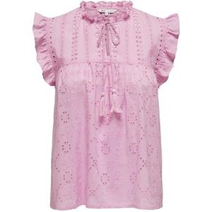 ONLY Onlreva Life S/L Emb Top Wvn Noos Damesblouse, Roze