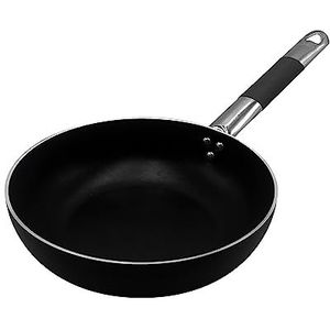 Pentole Agnelli ALSC111BSSC24 Alblack gefreesd aluminium, grof zout, met handvat van roestvrij staal, 24 cm, zwart