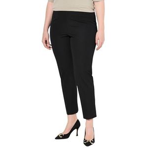 Ulla Popken Pantalon 7/8 pour femme, jambe étroite, taille élastique, Noir, 52