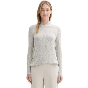 TOM TAILOR 1043694 Damesshirt met lange mouwen en capuchon, 25955 - Dusty Beige Melange, 3XL