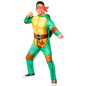Amscan Officieel Ninja TMNT Turtles kostuum voor heren met verwisselbare maskers, groen, borst: 46