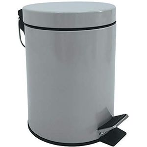 MSV Prullenbak/pedaalemmer - metaal - grijs - 3 liter - 17 x 25 cm - Badkamer/toilet