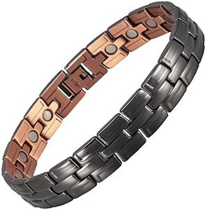 Magnetische armband voor heren, koper, met dubbele magneet, cool zwart design, cadeau sieraden voor vader, echtgenoot, Koper