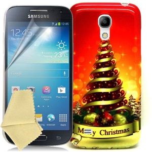 Accessory Master Harde hoes voor Samsung Galaxy S4 Mini i9190, motief: Kerstmis, met displaybeschermfolie, rood