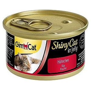 GimCat ShinyCat in Jelly Kip, natvoer met vlees en taurine voor katten, 24 blikjes (24 x 70 g)