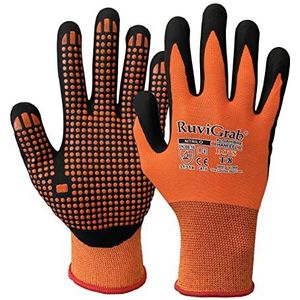 Ruvigrab - Werkhandschoen nitril foam punten van pvc oranje | tuinhandschoenen | nitril handschoenen | werkhandschoenen | landbouwhandschoenen | grip en comfortabele handschoenen | maat 9
