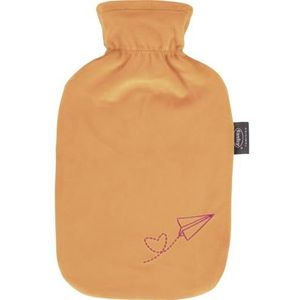 Fashy Bouillotte de 2 l avec housse en peluche avec broderie « Aviateur », orange