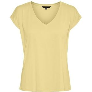 Vero Moda Vmfilli Ss T-shirt voor dames met V-hals, Mellow Yellow