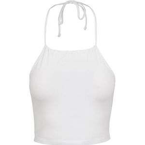 Urban Classics Dames T-shirt cropped neckholder, Wit