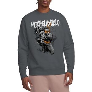 Teenage Mutant Ninja Turtles Tmnt Tmnt Michelangelo Crew Sweatshirt, uniseks, Houtskool, L