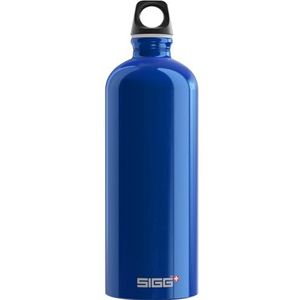 SIGG Traveller Herbruikbare fles, donkerblauw (1 l), luchtdichte fles, vrij van schadelijke stoffen, ultralichte aluminium fles, schroefsluiting