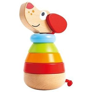 Hape Stapelbare ringen voor baby's, honden, speelgoed van hout, kinderen, 12 maanden, veelkleurige ringen, voor kinderen, kleuren, tellen, motoriek, coördinatie, meisjes en jongens