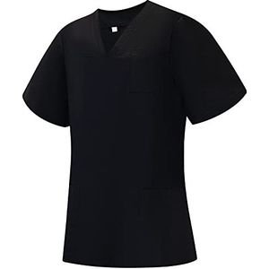 Misemiya - Werkkleding, elastisch, voor dames, korte mouwen, klinisch uniform, hotelreiniging, Ref.G718, zwart 21, XL, zwart 21