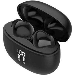 DKKD Draadloze 5.1 HiFi Bluetooth-hoofdtelefoon met stereogeluid, led-display, IPX7, waterdicht, touch-hoofdtelefoon, helder geluid, voor iOS, Android (zwart)