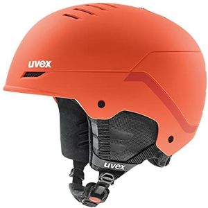 uvex wanted - Robuuste skihelm voor dames en heren - Individuele pasvorm - Nekband - Mat rode strepen - 54-58 cm
