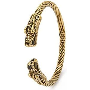 SIPURIS Wicca Vikingarmband voor heren, dubbele draak, Scandinavische slang, Viking-armbanden, verstelbaar, roestvrij staal, gedraaide manchet, armband, Wicca, Heidense sieraden, Metaal, Zonder edelsteen