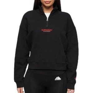 Superdry Sportswear Logo Boxy Half Zip Sweat-shirt pour femme, noir, 38
