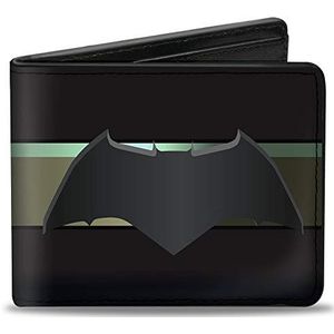 Buckle-Down - Portemonnee met twee kleppen - PU gesp portemonnee - Batman 2017 Icon/zwart/goud gestreept voor heren