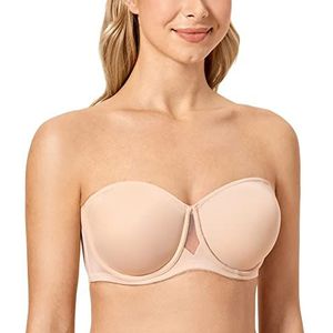 DELIMIRA Strapless beha met beugel voor dames, niet gevoerd met afneembare bandjes, Beige, 95E