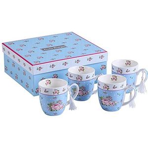 London Boutique K414 Set van 4 kopjes cadeauset, roze blauw