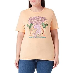 Only Onllucy Reg S/S Palm Tiger Top Box Jrs T-shirt voor dames, chiffon/print: naturel, L, Chiffon / print: naturel