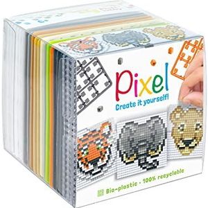Pracht Creatives Hobby Pixel P29026 - knutselset ""wilde dieren"", insteeksysteem als creatieve hobby voor kinderen vanaf 6 jaar, dobbelstenen doos met motiefsjablonen en