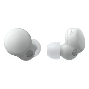 Sony WF-LS900 Draadloze Bluetooth-hoofdtelefoon met ruisonderdrukking, multipoint Bluetooth-verbinding, ultra-compact en ultralicht, tot 20 uur looptijd met oplaadbox, wit