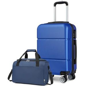 Kono Lot de 2 valises de cabine rigides avec sac de voyage léger et imperméable, bleu marine, 20 Inch Luggage Set, Mode