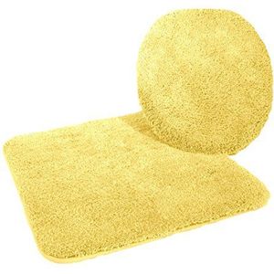 Kinzler J-10053/06 2-delige microvezel badset wc-bril hoes 47 x 50 cm wc-mat zonder uitsparing 50 x 55 cm geel