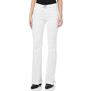 Pinko Flora Flare Bull Comfort Pantalon pour Femme, Z04_Blanco Brill., 28