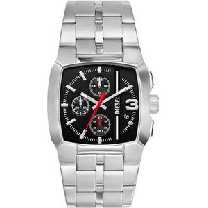 Diesel Cliffhanger horloge voor heren, chronograaf uurwerk met siliconen, roestvrij staal van lederen band, Zilverkleur in zwart, armband