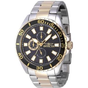 Invicta Pro Diver 47556 Herenhorloge - Entanche - analoog - kwartsuurwerk - roestvrij staal met grijze wijzerplaat, zwart/tweekleurig, Armband