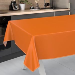Afwasbaar tafelzeil, tuintafelkleed, voor buiten en binnen, met zoom, oranje, 160 x 140 cm