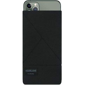 Adore June Triangle Case compatibel met Apple iPhone 11 Pro Max - Elegante hoes gemaakt van duurzame stof met display reinigingseffect - Zwart