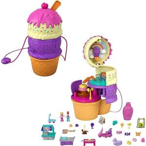Polly Pocket Multifunctionele set ijs​, Polly en paarse minifiguren, 25 verrassingsaccessoires, gesloten verpakking, kinderspeelgoed, HFR00