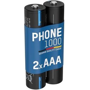 ANSMANN 2 stuks AAA-telefoonbatterijen, 1000 mAh NiMH 1,2 V, oplaadbare en krachtige batterijen, ideaal voor DECT-telefoon en babyfoons