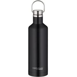 TC TRAVELER BOTTLE Thermosfles van roestvrij staal, 0,50 l, houtskoolzwart, 12 uur warm/24 uur koud, volledig lekvrij, voor school, kantoor, met handvat, drinkfles met handvat, drinkfles