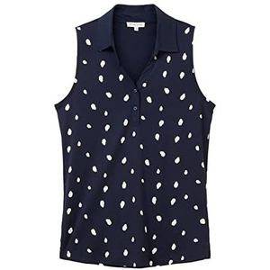 TOM TAILOR 1037379 Poloshirt voor dames, 32674 - Marinewit breipatroon
