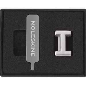 Moleskine Pin voor notitieboek of planner, letter I, letter Pin, personaliseer de elastische sluiting, speciaal cadeau, kleur zilver