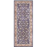 Keshan Maschad Oosterse tapijt, laagpolig, vintage look, klassiek oosterse patroon voor woonkamer, eetkamer, hal of slaapkamer, marineblauw, 80x200 cm