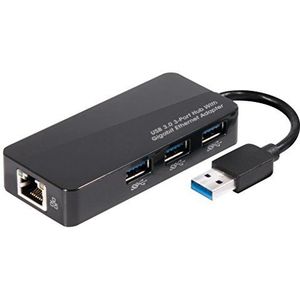 Club 3D CSV 1430 USB 3.0 hub, 3 poorten, Gigabit Ethernet, zwart