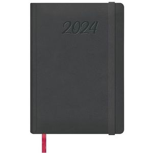 Dohe - Agenda 2024 - Dagblad - Grootte: 15 x 21 cm (A5) - 336 pagina's - Gestikte binding - Hardcover - Kleur zwart - Model Manaus