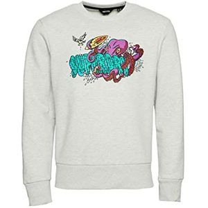 Superdry Creatures Vintage Crew Trainingspak voor heren, Gletsjer Grijs Marl