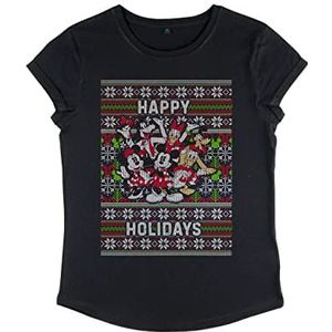 Disney Classic - Mickey Six Sweater Dames T-Shirt met rolluis Organic, zwart.