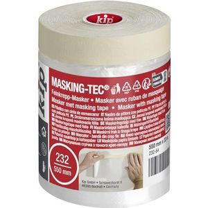 kip Tape 232-54 Masker afdekfolie met afplakband, voor schilderen en schilderen, bescherming tegen kleurvlekken, 550 mm x 33 m