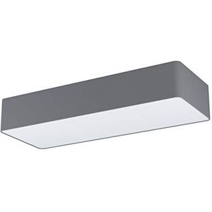 EGLO Posaderra Plafondlamp, 3-lichts moderne plafondlamp van staal, textiel en kunststof in grijs en wit, voor woonkamer/keuken/hal, E27-fitting, lengte 75 cm